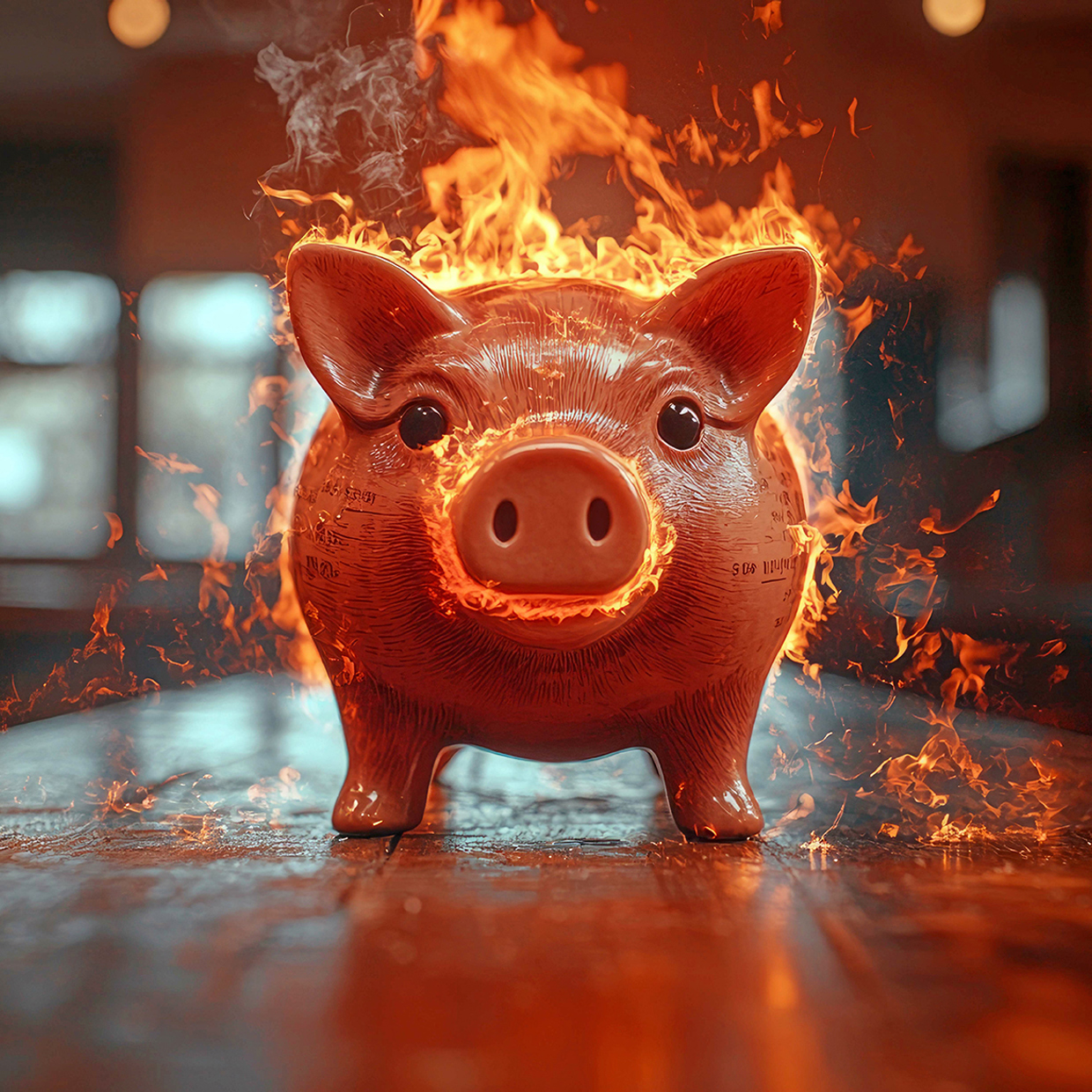 Ein brennendes Sparschwein